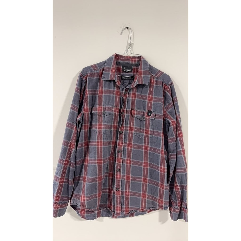 Black Diamond Mens Plaid Long Sleeve Button Up Shirt Red Gray Size M